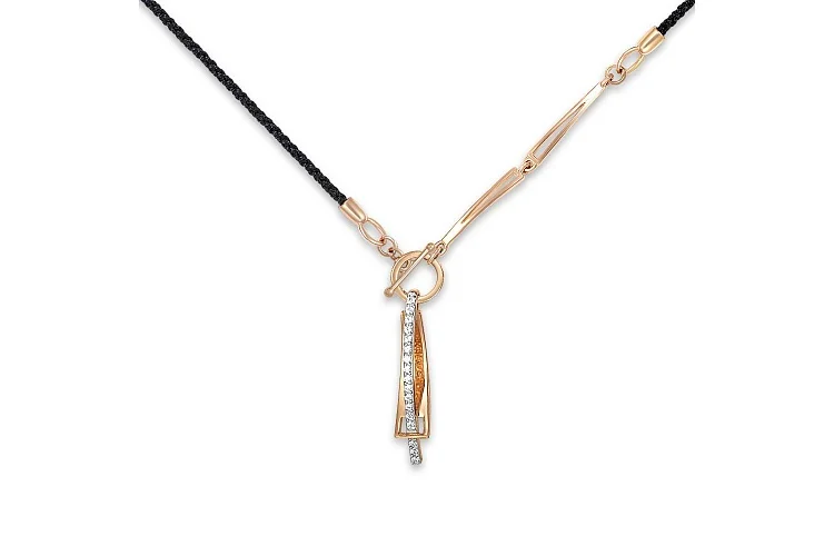 Колье из красного золота с 17 фианитами