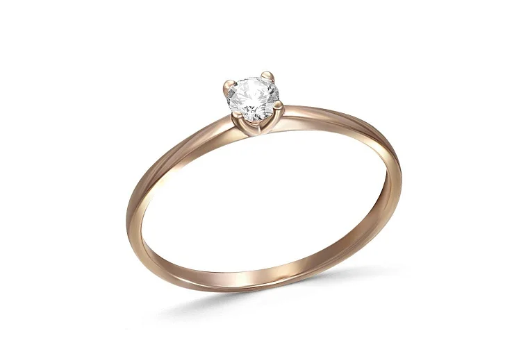 Кольцо из красного золота с фианитом