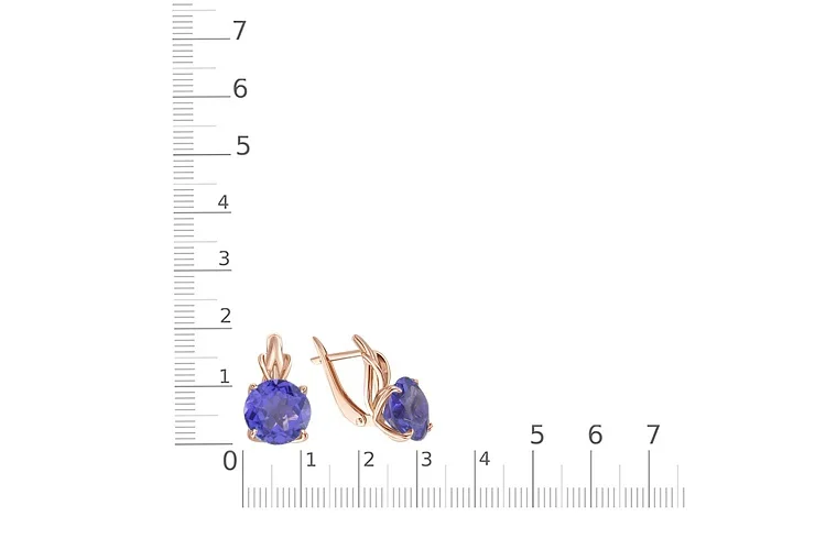 Серьги из красного золота с 2 ситаллами