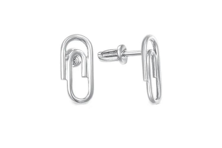 Серьги-пусеты Скрепки из белого золота без вставок
