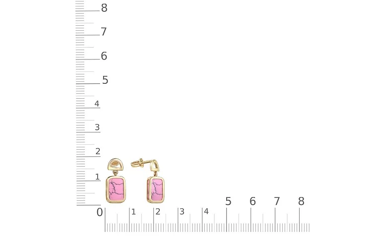 Серьги-пусеты Прямоугольники из жёлтого золота с бирюзой