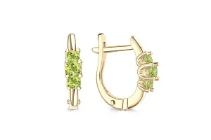 Серьги из жёлтого золота с 6 хризолитами