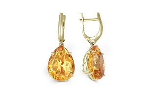 Серьги из жёлтого золота с 2 цитринами