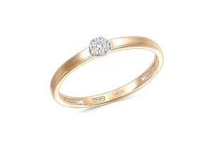 Кольцо Малинка из красного золота с 7 фианитами