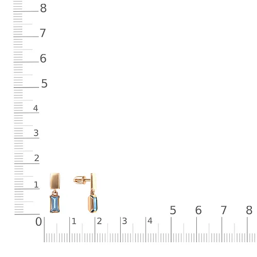 Серьги-пусеты Прямоугольники из красного золота с 2 топазами swiss