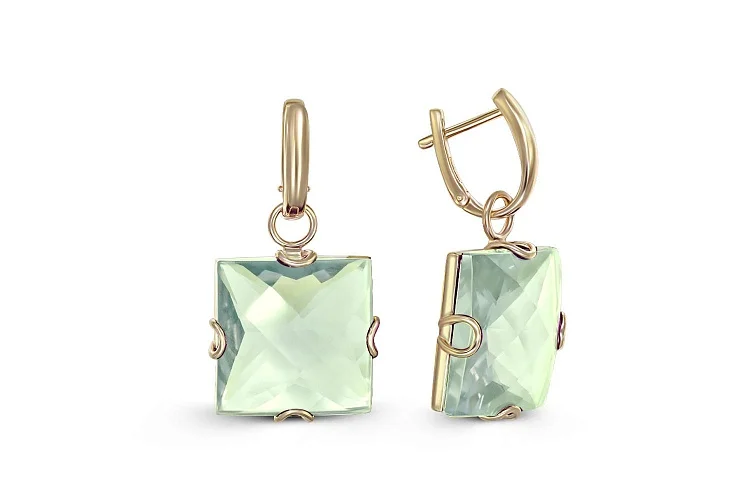 Серьги-трансформеры из жёлтого золота с 2 ситаллами