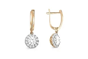 Серьги из жёлтого золота с 26 фианитами