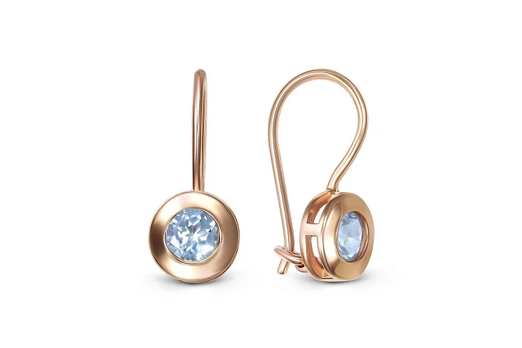 Детские серьги из красного золота с 2 топазами sky