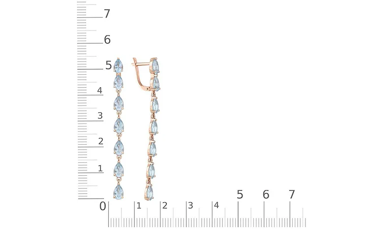 Серьги Дорожки из красного золота с 14 топазами sky