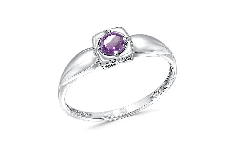 Кольцо из белого золота с аметистом