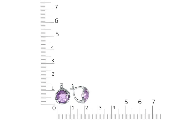 Серьги из белого золота с 2 аметистами