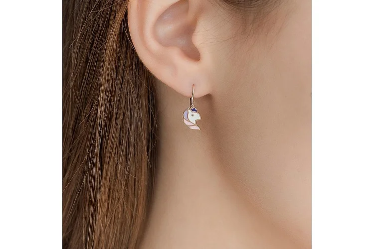 Детские серьги Единороги из красного золота без вставок