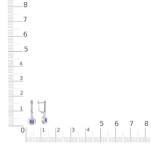 Серьги из белого золота с 2 ситаллами и 30 фианитами