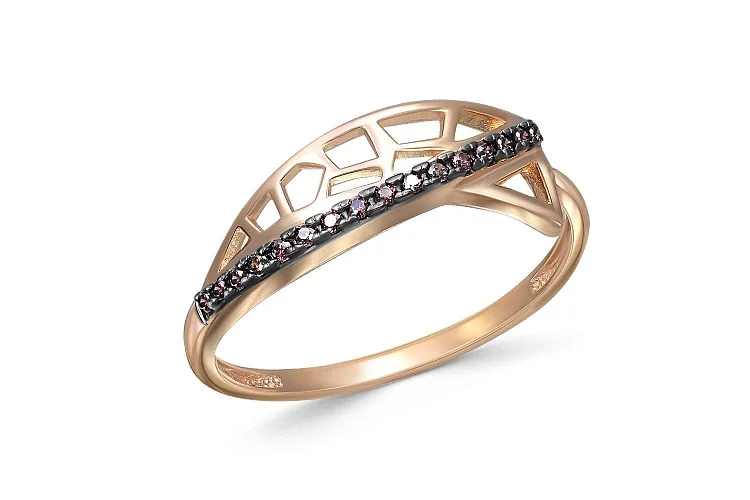 Кольцо из красного золота с 16 фианитами