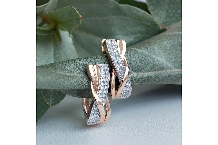 Серьги из красного золота с 50 бриллиантами