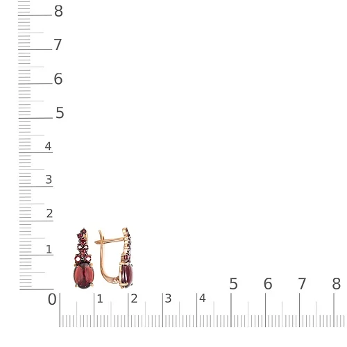 Серьги из красного золота с 18 гранатами