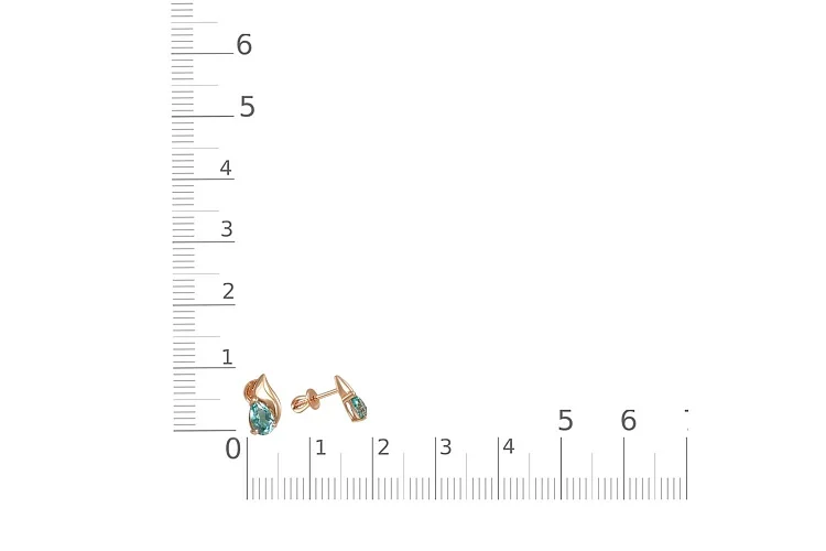 Серьги-пусеты из красного золота с 2 ситаллами