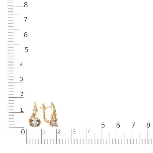 Серьги из жёлтого золота с 2 фианитами