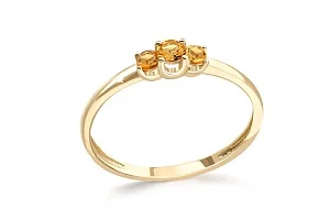 Кольцо из жёлтого золота с 3 цитринами