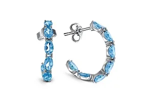 Серьги-пусеты из белого золота с 14 топазами swiss