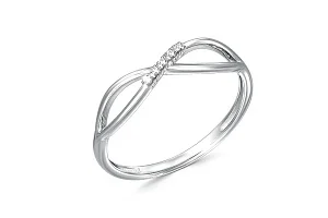 Кольцо Бесконечность из белого золота с 5 фианитами