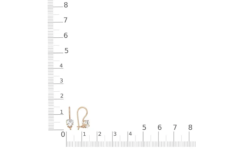Детские серьги из красного золота с 2 фианитами