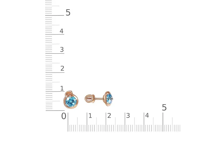 Серьги-пусеты из красного золота с 2 фианитами