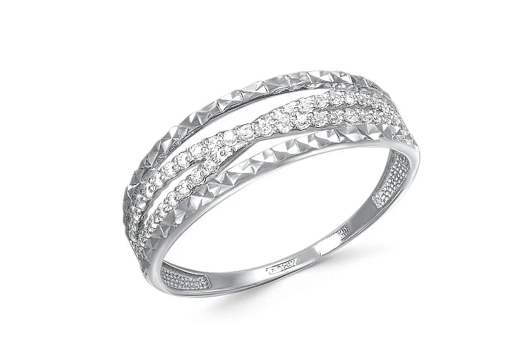 Кольцо Дорожка из белого золота с 41 фианитами