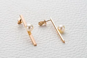 Серьги-пусеты из красного золота с 2 жемчужинами