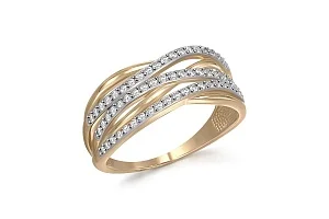 Кольцо из жёлтого золота с 61 фианитами