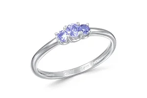 Кольцо из белого золота с 3 танзанитами