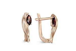 Серьги из красного золота с 2 гранатами