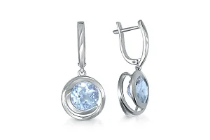 Серьги из белого золота с 2 топазами sky