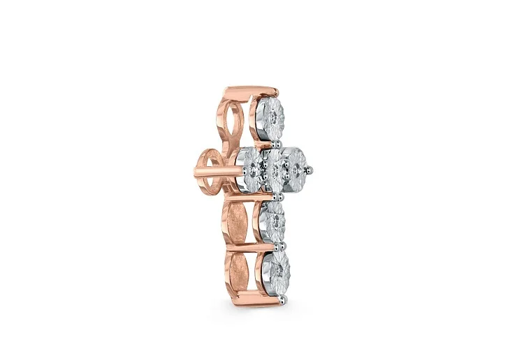 Крест из красного золота с 6 бриллиантами