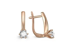 Серьги из красного золота с 2 фианитами