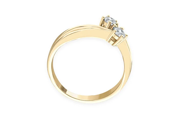 Кольцо из жёлтого золота с 2 муассанитами