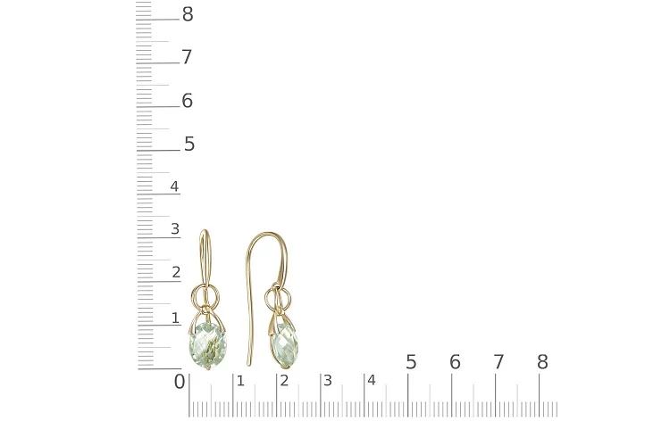 Серьги из жёлтого золота с 2 аметистами