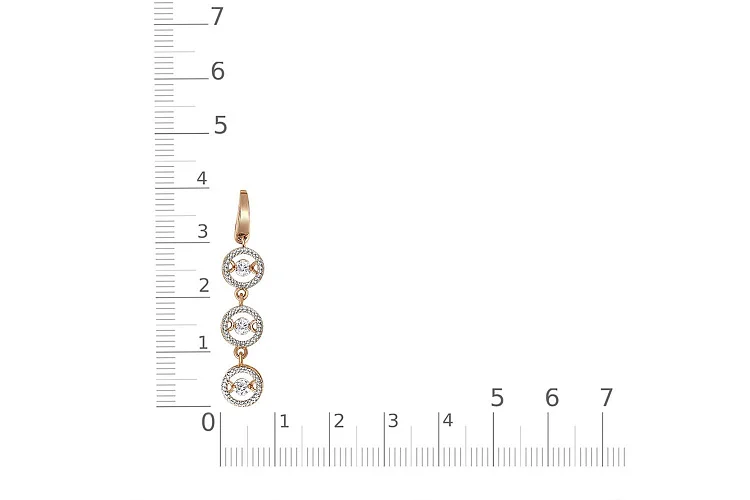 Подвеска из красного золота с 3 фианитами