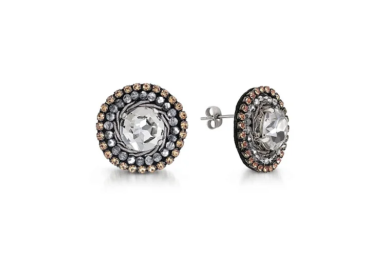 Бижутерные серьги-пусеты Кристаллы черный