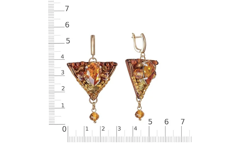 Бижутерные серьги Треугольные янтарные