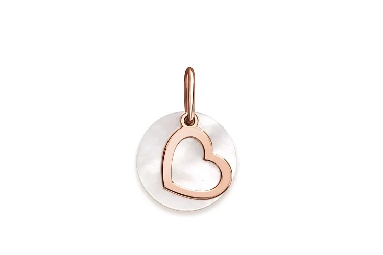 Подвеска Сердце из красного золота с перламутром