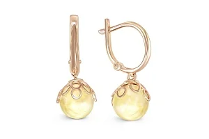 Серьги из красного золота с янтарём