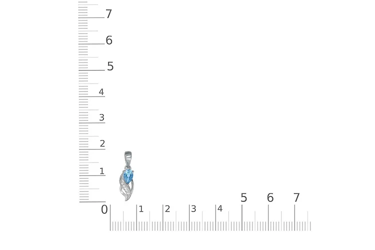 Подвеска из белого золота с топазом swiss и 5 фианитами