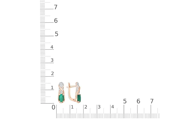 Серьги из красного золота с 2 агатами и 14 фианитами