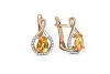 Серьги из красного золота с 2 цитринами и 34 фианитами