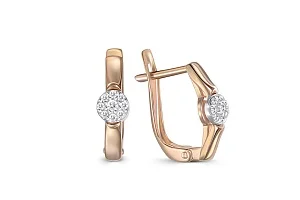 Серьги из красного золота с 18 фианитами