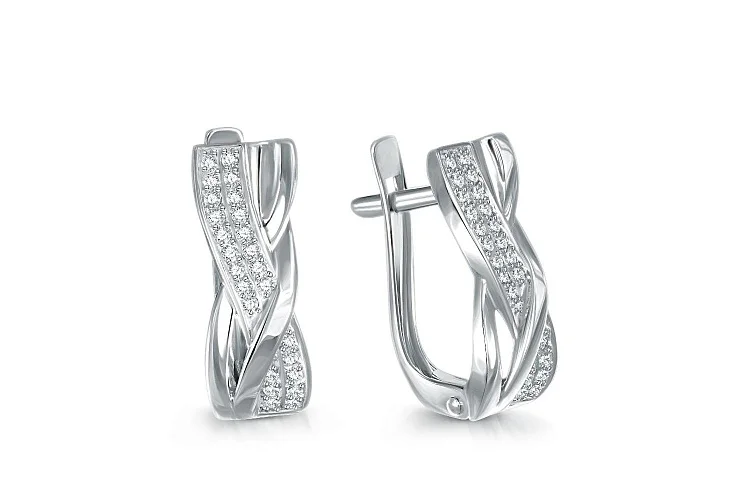 Серьги из белого золота с 50 бриллиантами