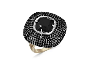 Кольцо из жёлтого золота с шпинелью и 292 фианитами