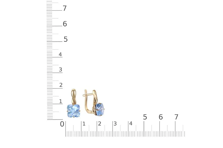 Серьги из жёлтого золота с 2 топазами sky