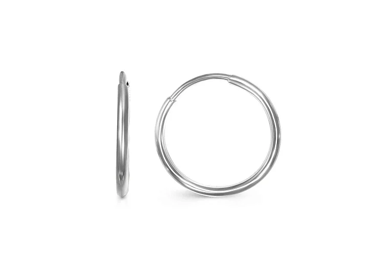 Серьги-конго из белого золота без вставок